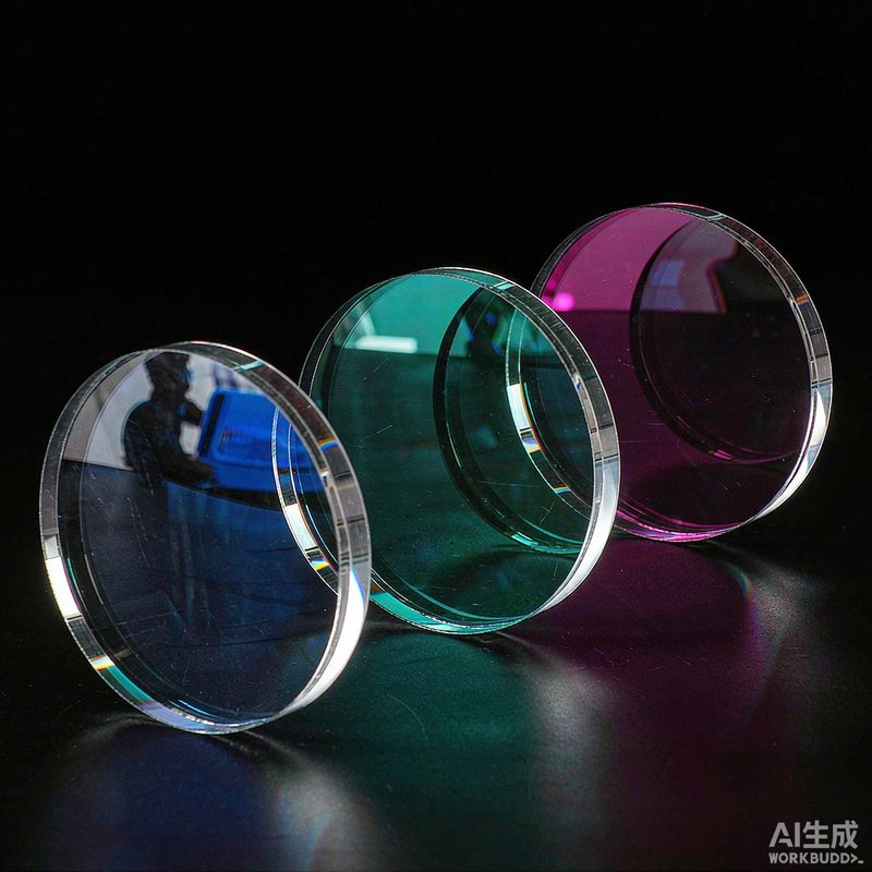 Representative custom bandpass interference filters with AR-coated edges — indicative imagery, designs are per program.