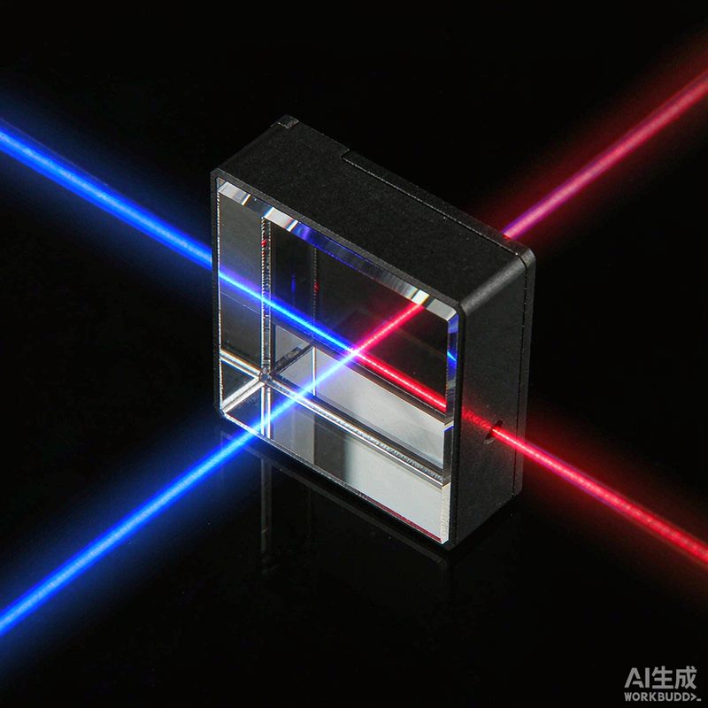 A dichroic beamsplitter separating two laser lines by wavelength — indicative imagery.