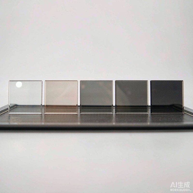 Neutral density graded from clear to OD3 — the density ladder buyers specify against.